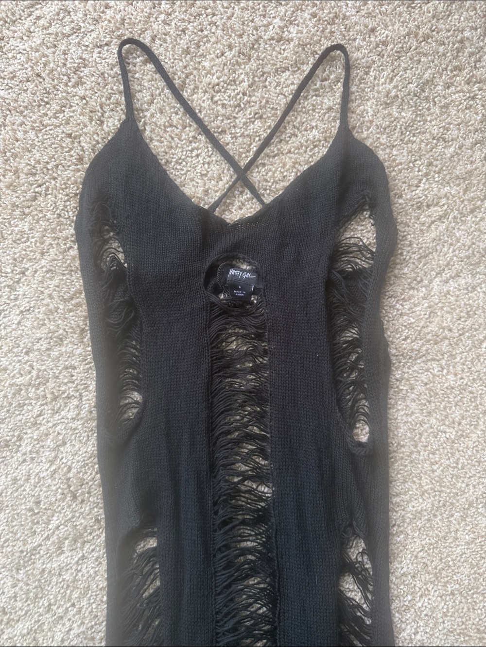 Nasty Gal Black Distressed Knit Body-con Maxi - Picture 2 of 5
